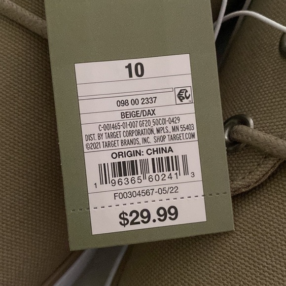 Goodfellow canvas shoes hightops beige size 10 men’s new with tags - Picture 6 of 7